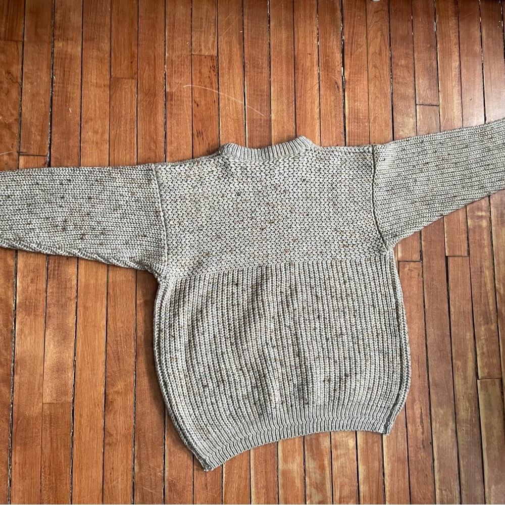 Vintage GRENADIER Mixed-Stitch Tweed Sweater | Oatmeal | Med - Picture 9 of 16